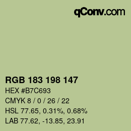 Color code: RGB 183 198 147 | qconv.com