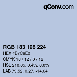 Color code: RGB 183 198 224 | qconv.com