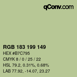 Color code: RGB 183 199 149 | qconv.com