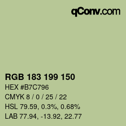 Código de color: RGB 183 199 150 | qconv.com