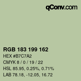 Color code: RGB 183 199 162 | qconv.com