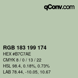Color code: RGB 183 199 174 | qconv.com