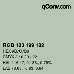 Color code: RGB 183 199 182 | qconv.com