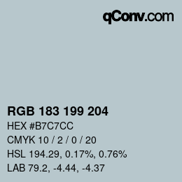 カラーコード: RGB 183 199 204 | qconv.com