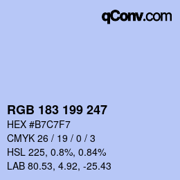 Color code: RGB 183 199 247 | qconv.com