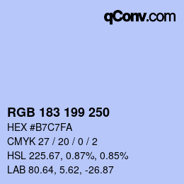 Color code: RGB 183 199 250 | qconv.com