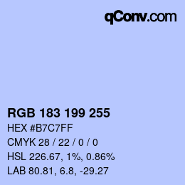 Color code: RGB 183 199 255 | qconv.com