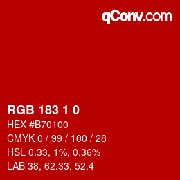 カラーコード: RGB 183 1 0 | qconv.com