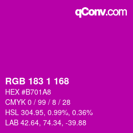 Color code: RGB 183 1 168 | qconv.com