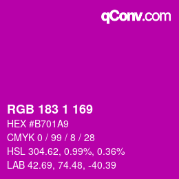 Color code: RGB 183 1 169 | qconv.com