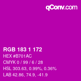Color code: RGB 183 1 172 | qconv.com