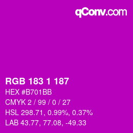 Color code: RGB 183 1 187 | qconv.com