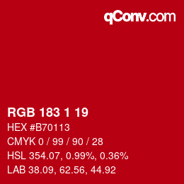 Color code: RGB 183 1 19 | qconv.com