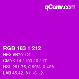 Color code: RGB 183 1 212 | qconv.com