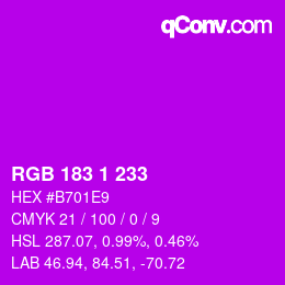 カラーコード: RGB 183 1 233 | qconv.com