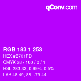 Color code: RGB 183 1 253 | qconv.com