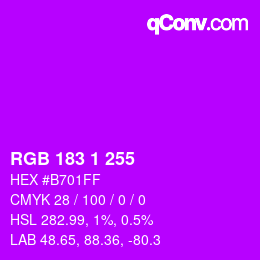 Color code: RGB 183 1 255 | qconv.com