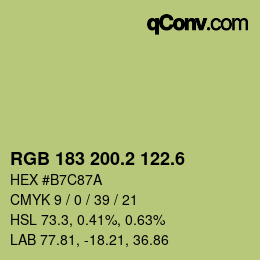カラーコード: RGB 183 200.2 122.6 | qconv.com