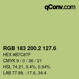 カラーコード: RGB 183 200.2 127.6 | qconv.com