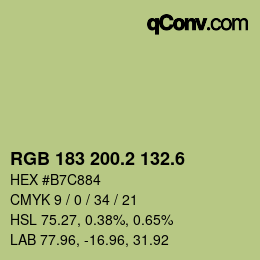 カラーコード: RGB 183 200.2 132.6 | qconv.com