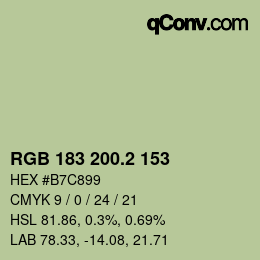 カラーコード: RGB 183 200.2 153 | qconv.com