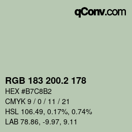 カラーコード: RGB 183 200.2 178 | qconv.com