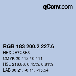 カラーコード: RGB 183 200.2 227.6 | qconv.com