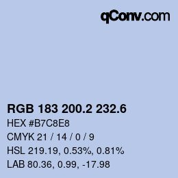 カラーコード: RGB 183 200.2 232.6 | qconv.com