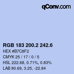 カラーコード: RGB 183 200.2 242.6 | qconv.com