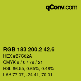 カラーコード: RGB 183 200.2 42.6 | qconv.com