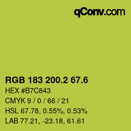 カラーコード: RGB 183 200.2 67.6 | qconv.com
