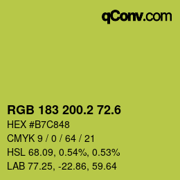 カラーコード: RGB 183 200.2 72.6 | qconv.com