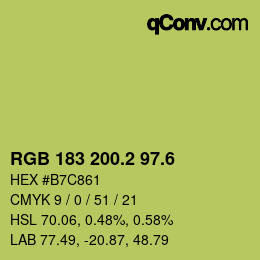 カラーコード: RGB 183 200.2 97.6 | qconv.com