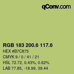 カラーコード: RGB 183 200.6 117.6 | qconv.com