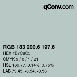 カラーコード: RGB 183 200.6 197.6 | qconv.com