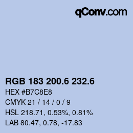 カラーコード: RGB 183 200.6 232.6 | qconv.com