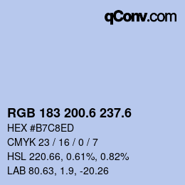 カラーコード: RGB 183 200.6 237.6 | qconv.com