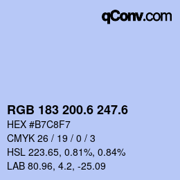 カラーコード: RGB 183 200.6 247.6 | qconv.com