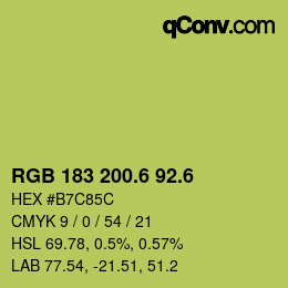 カラーコード: RGB 183 200.6 92.6 | qconv.com
