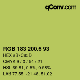 カラーコード: RGB 183 200.6 93 | qconv.com
