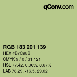 Color code: RGB 183 201 139 | qconv.com