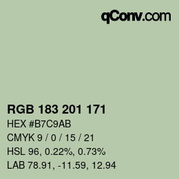カラーコード: RGB 183 201 171 | qconv.com