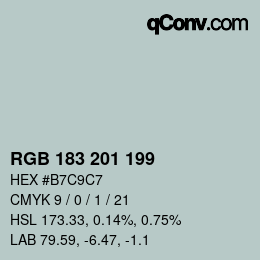 Color code: RGB 183 201 199 | qconv.com