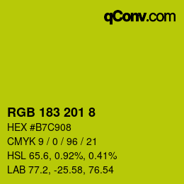 カラーコード: RGB 183 201 8 | qconv.com