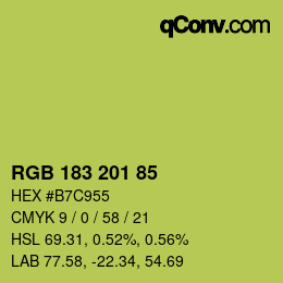 Color code: RGB 183 201 85 | qconv.com