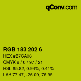 Color code: RGB 183 202 6 | qconv.com