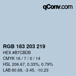 Color code: RGB 183 203 219 | qconv.com