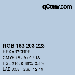颜色代码: RGB 183 203 223 | qconv.com