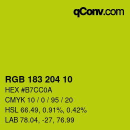 Color code: RGB 183 204 10 | qconv.com
