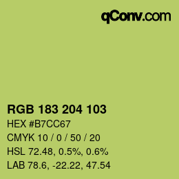 カラーコード: RGB 183 204 103 | qconv.com